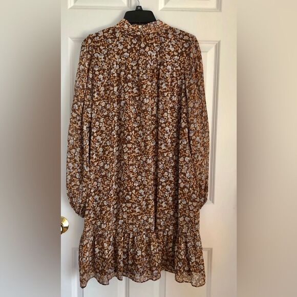 MSK DRESS WOMEN'S SIZE MEDIUM COLLARED BUTTON-DOWN CHIFFON RUFFLE HEM CHIFFON - Picture 2 of 12